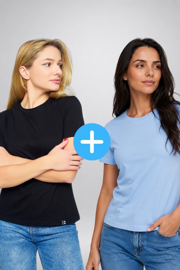 Set of 2 women's basic Kopo t-shirts:  blue, black
